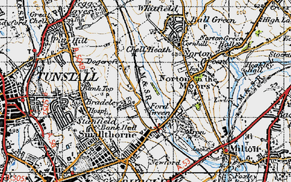 Old map of Bradeley in 1946
