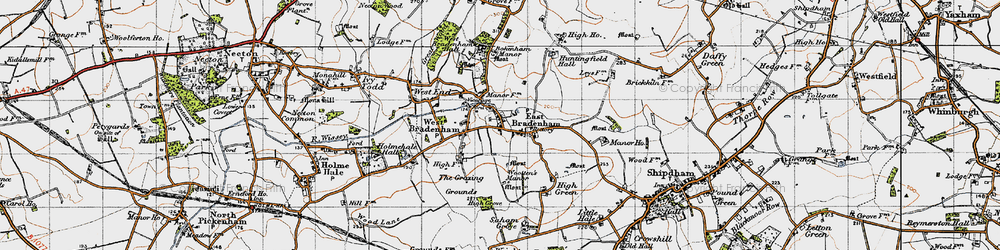 Old map of Bradenham in 1946