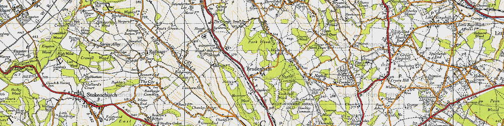 Old map of Bradenham in 1947