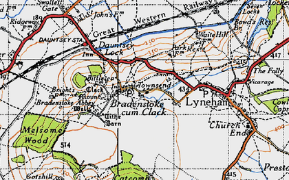 Old map of Bradenstoke in 1947