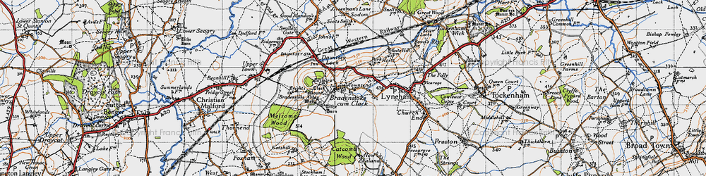 Old map of Bradenstoke Abbey in 1947