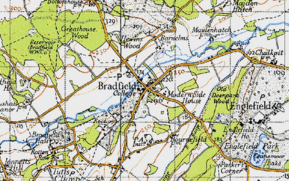 Old map of Bradfield in 1945