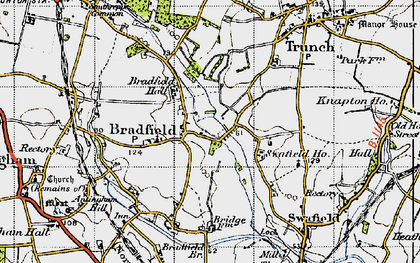 Old map of Bradfield Br in 1945