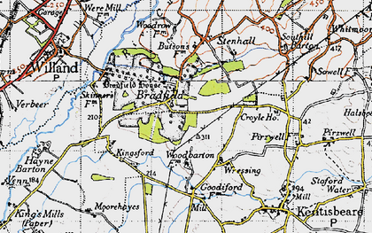 Old map of Bradfield House in 1946