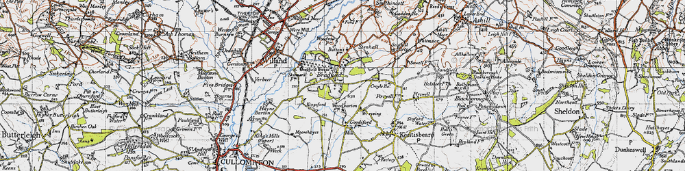 Old map of Bradfield in 1946