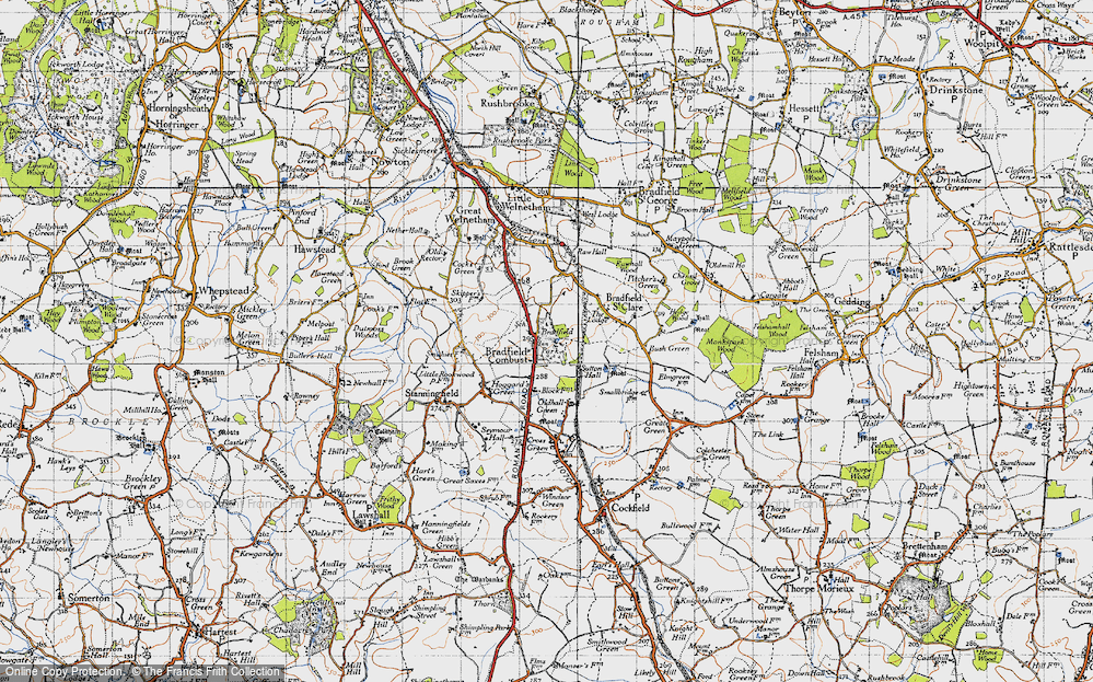 Old Map of Bradfield Combust, 1946 in 1946