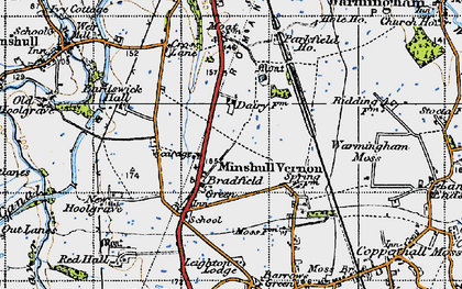 Old map of Bradfield Green in 1947