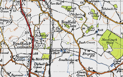 Old map of Bradfield St Clare in 1946