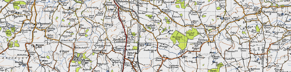 Old map of Bradfield St Clare in 1946