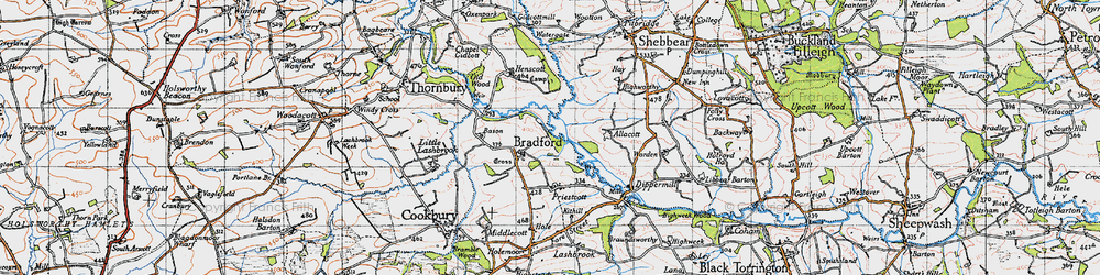 Old map of Bradford in 1946