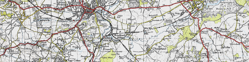 Old map of Bradford Abbas in 1945