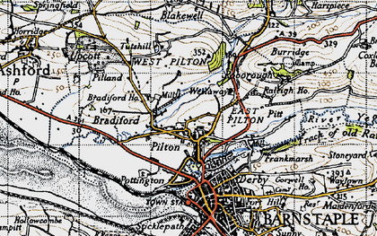 Old map of Bradiford in 1946
