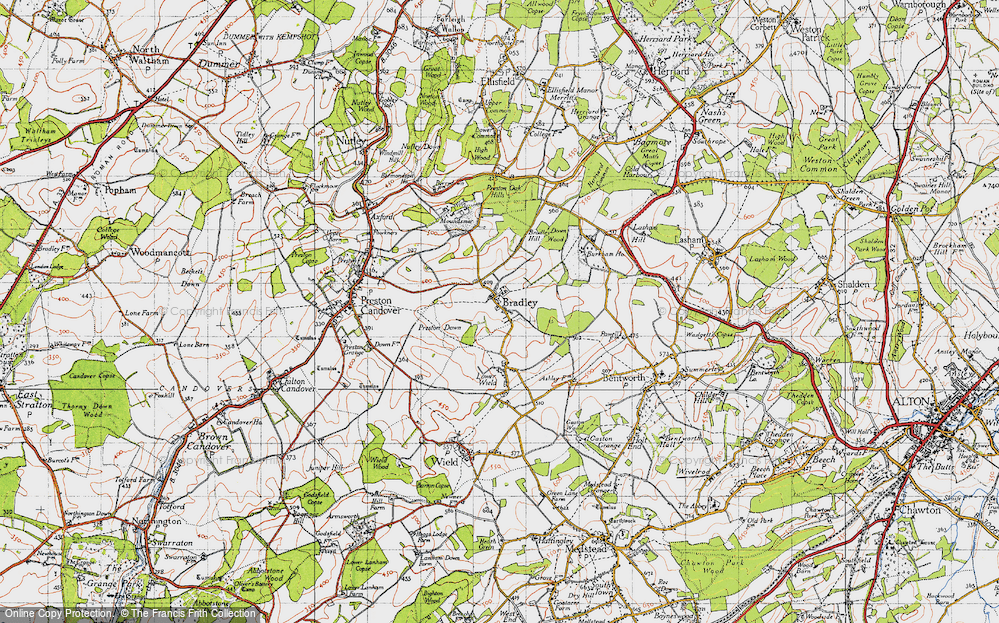 Old Map of Bradley, 1945 in 1945