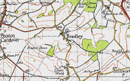 Old map of Bradley in 1945