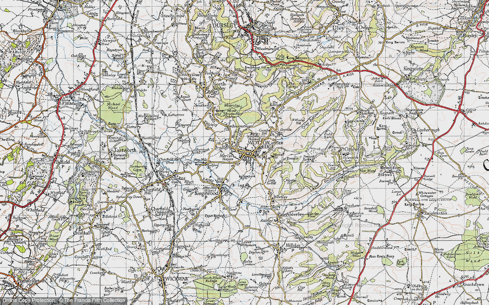 Old Map of Historic Map covering Wotton Hill in 1946
