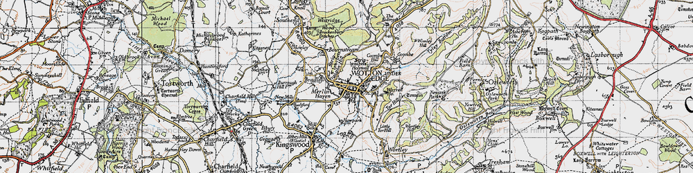 Old map of Wotton Hill in 1946