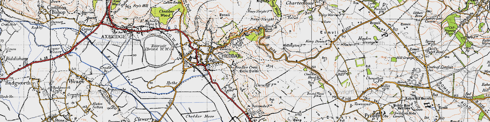 Old map of Bradley Cross in 1946