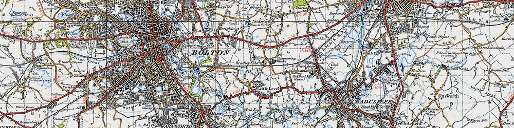 Old map of Bradley Fold in 1947