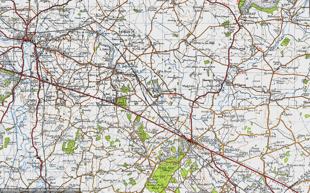 Old Map of Bradley Green, 1946 in 1946