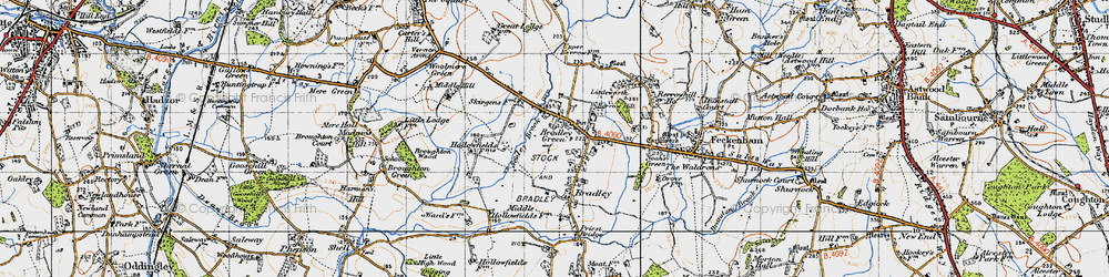 Old map of Bradley Green in 1947