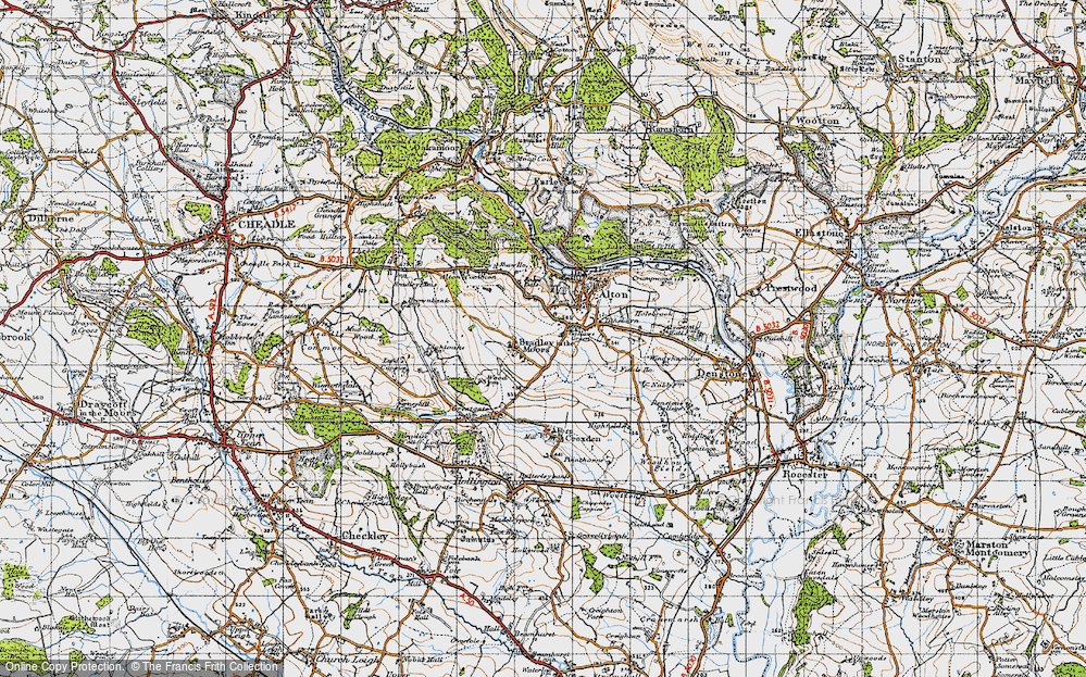 Old Map of Bradley in the Moors, 1946 in 1946