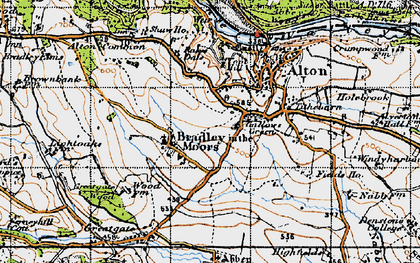Old map of Bradley in the Moors in 1946