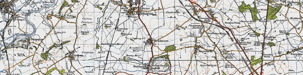 Old map of Bunny Moor in 1946
