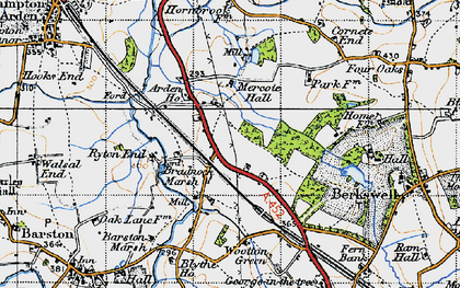 Old map of Bradnock's Marsh in 1947