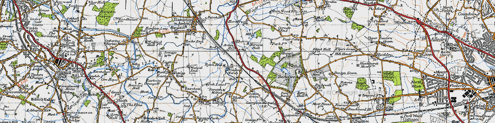 Old map of Bradnock's Marsh in 1947