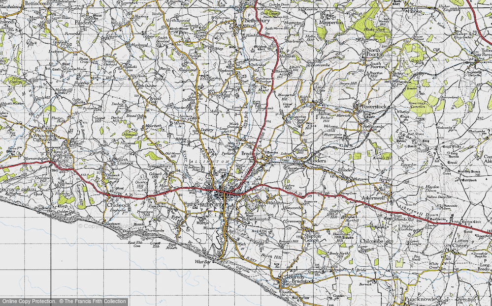 Old Map of Bradpole, 1945 in 1945