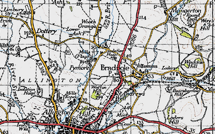 Old map of Bradpole in 1945