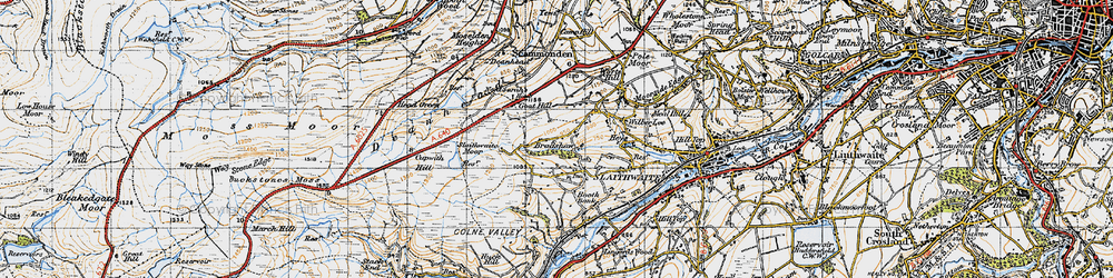 Old map of Worts Hill in 1947