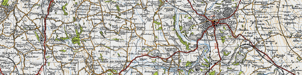 Old map of Bradshaw in 1947