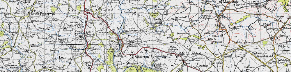 Old map of Bradstone in 1946