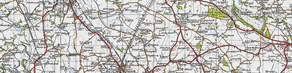 Old map of Bradwall Green in 1947