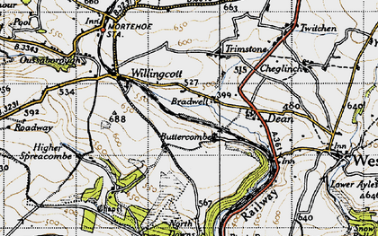 Old map of Buttercombe Barton in 1946