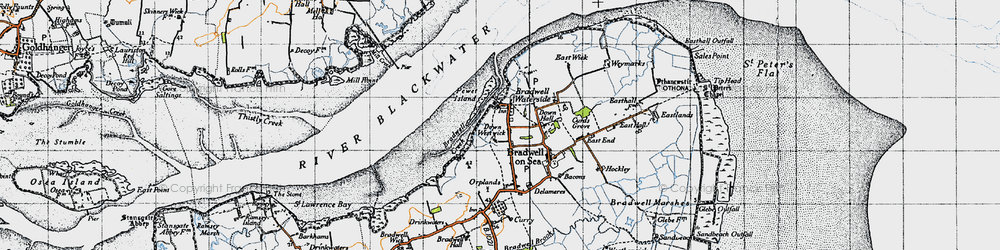 Old map of Bradwell Creek in 1945