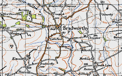 Old map of Bradworthy in 1946