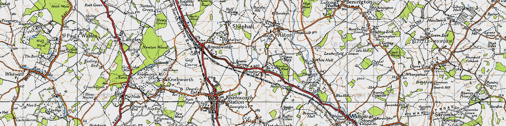 Old map of Bragbury End in 1946
