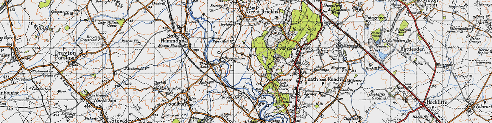 Old map of Bragenham in 1946