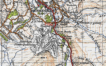 Old map of Nant Ffrancon in 1947