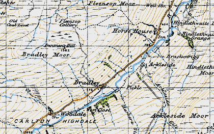 Old map of Braidley Moor in 1947