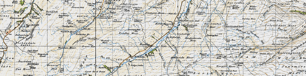 Old map of Arkleside Gill in 1947