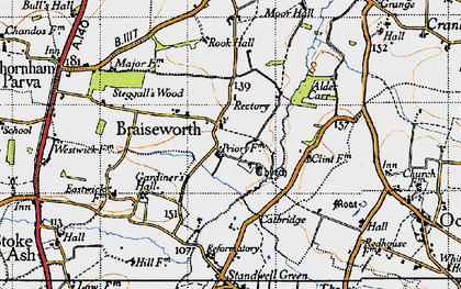 Old map of Braiseworth in 1946