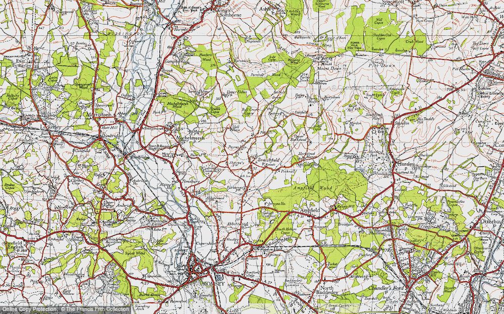 Old Map of Braishfield, 1945 in 1945