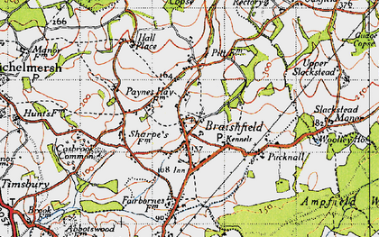Old map of Braishfield in 1945