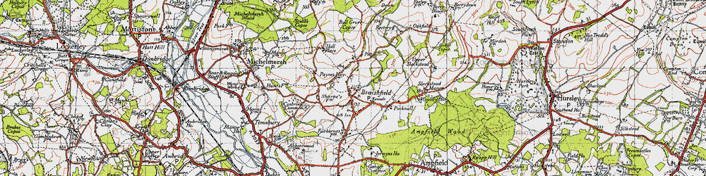 Old map of Braishfield in 1945