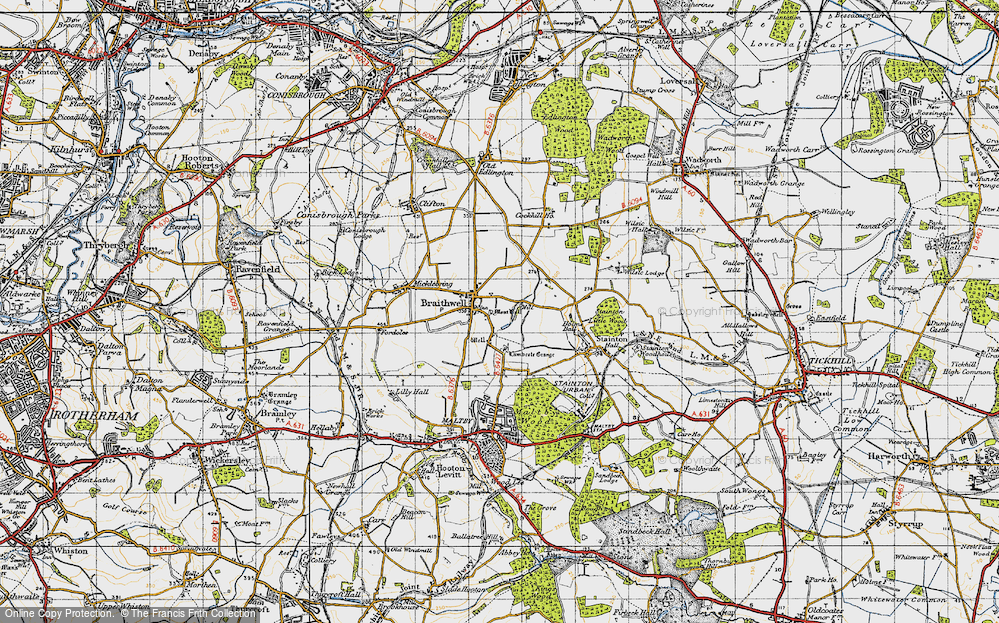 Old Map of Braithwell, 1947 in 1947