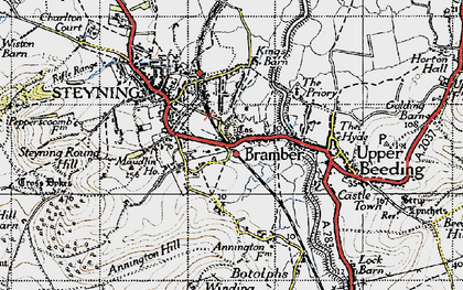 Old map of Bramber in 1940