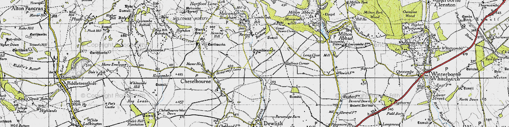 Old map of Bramblecombe in 1945